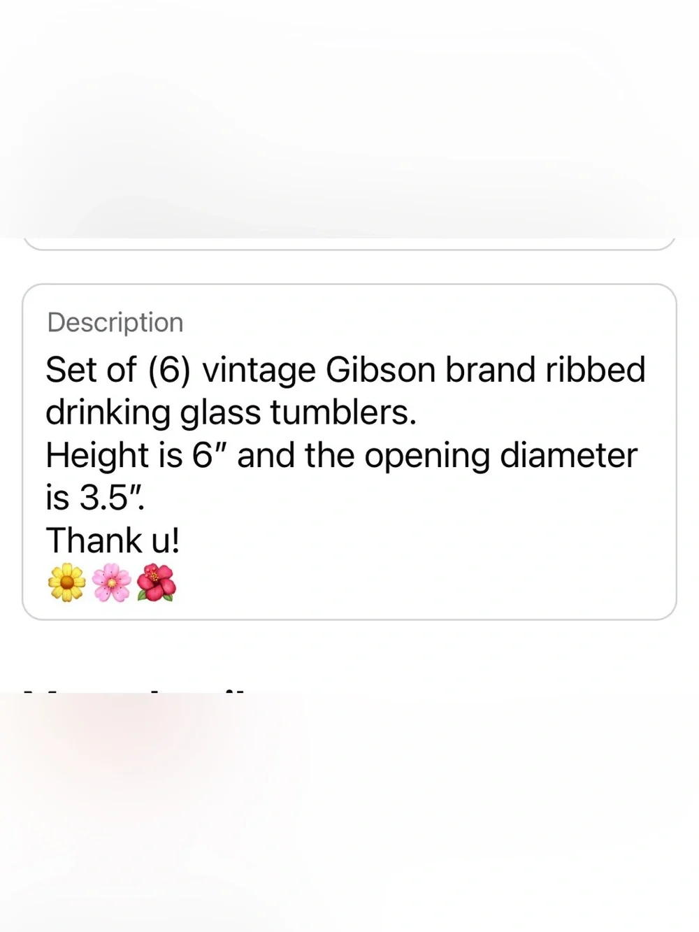 Set of 6 Vintage Gibson Clear Ribbed Drinking Glasses
